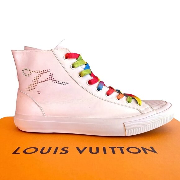 Louis Vuitton Calfskin Tattoo Sneaker Boot Shoes UK 9 US 10 Men White Multicolor main image 9